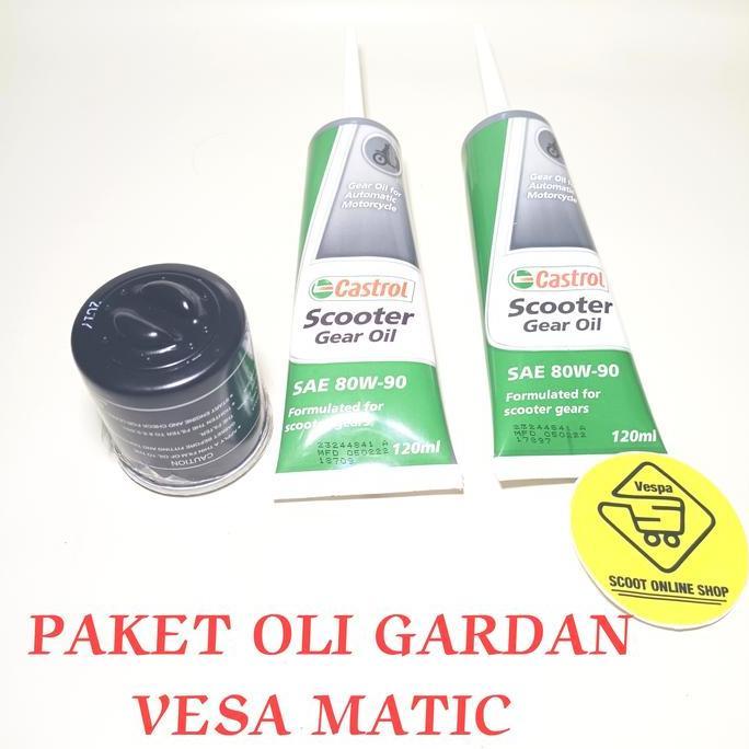 PAKET OLI GARDAN CASTROL VESPA MATIC 3V IGET ORIGINAL PIAGGIO PREMIUM