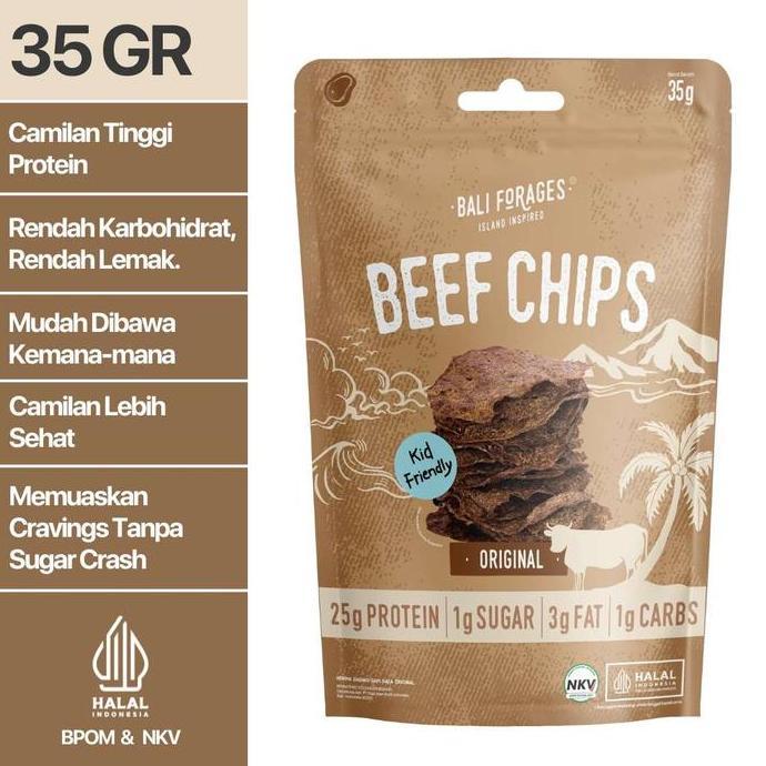 Cod,Bisa- Bali Forages Beef Chips 35 Gr Camilan Tinggi Protein Rendah Karbohidrat Halal Indonesia Bp