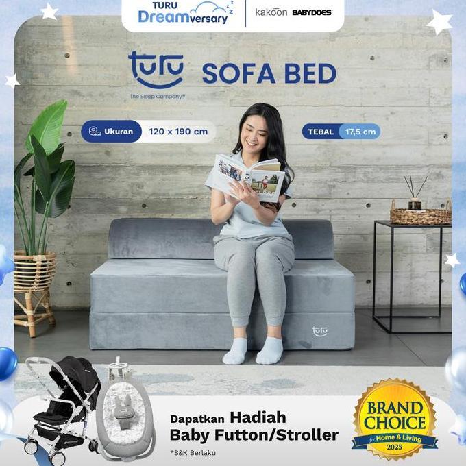 TURU Sofa Bed 2in1 Uk. 120x190 TURU Minimalis Grey / Trifold Kasur Sofa