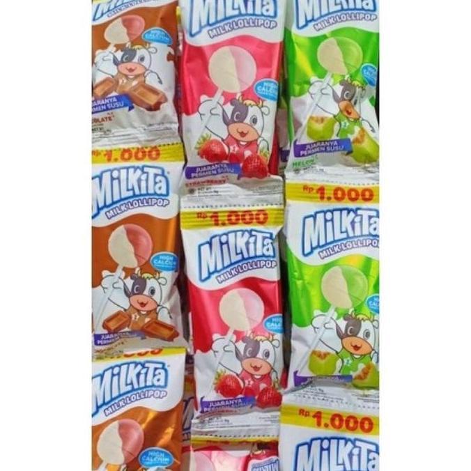 Barudatanglagi- Milkita Lolipop Hanger Renceng Isi 30 Pcs Candy Permen