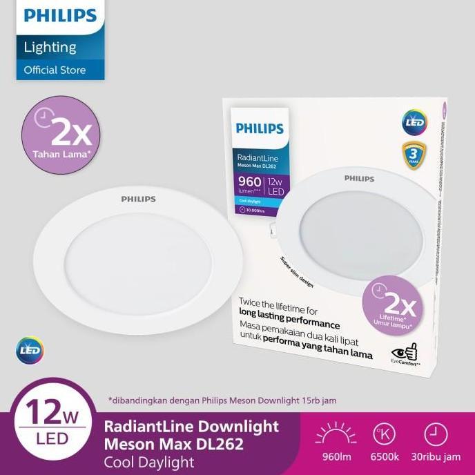 oktaverinageola - lampu philips  radiantline downlight meson max dl262 12w d150 65k putih