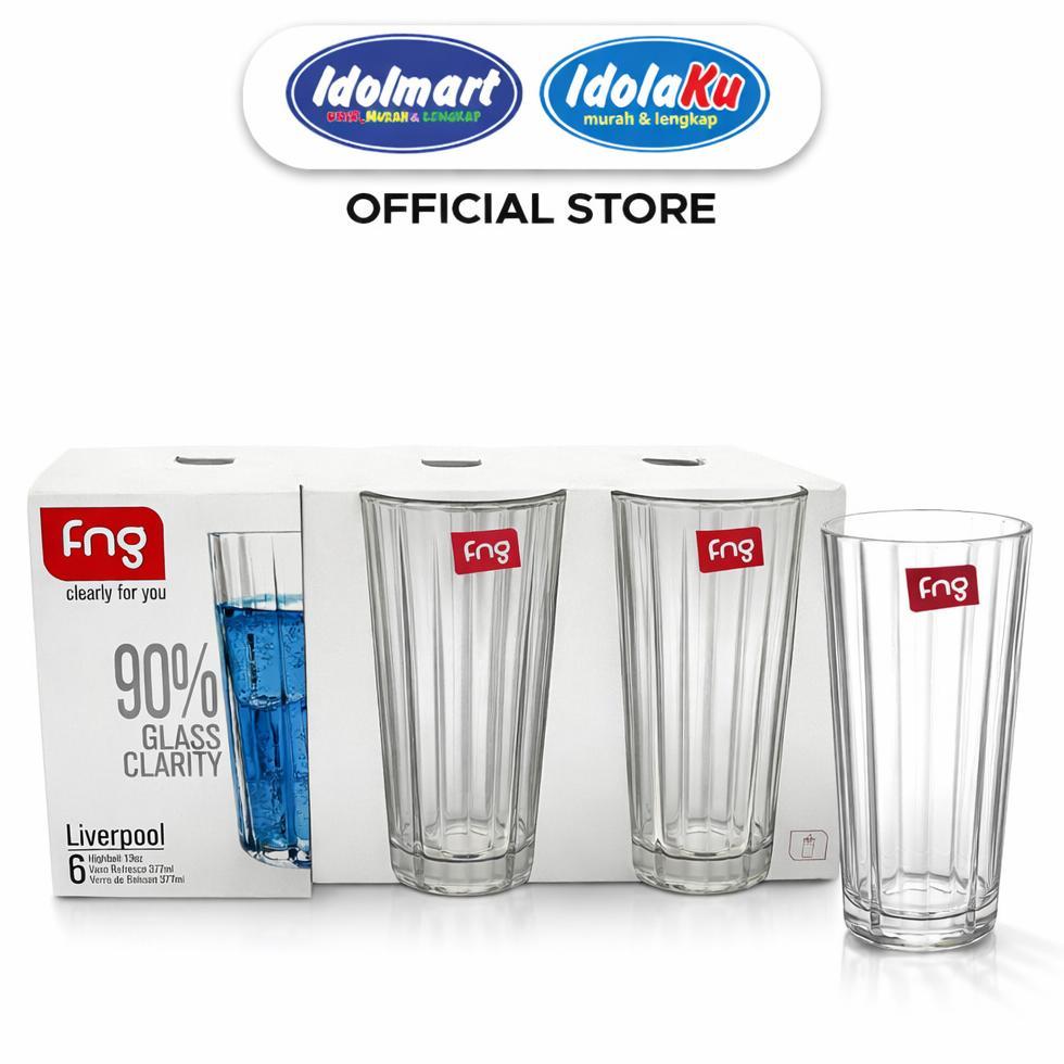 Idolmart  Gelas Minum Kaca Fng Liverpool 377Ml Isi 6 Highball Glass Set