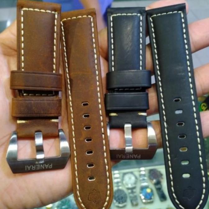Strap Jam Tangan Kulit Leather Strap 24mm 26mm Free Buckle Premium