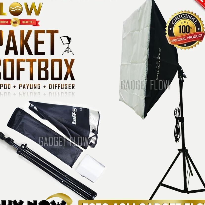 Paket Softbox Payung Diffuser Fotografi Lighting Tripod Non Bohlam