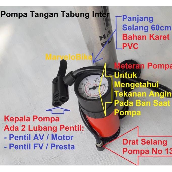 Pompa Angin Ban Sepeda / Motor Tabung Inter Besi