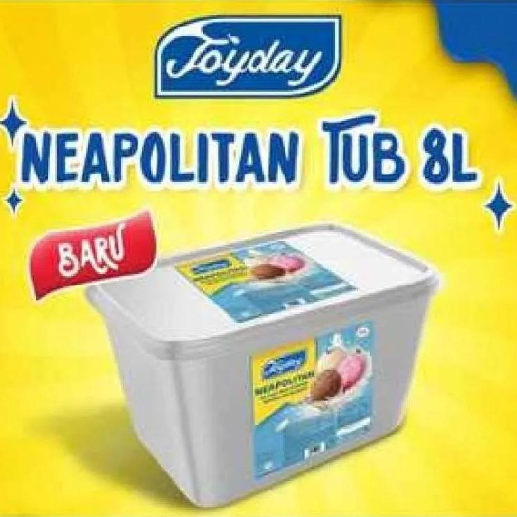 Joyday Ice Cream Bucket 8L - Es Krim Ember (Neapolitan 3 In 1 / Vanilla / Coklat / Strawberry)