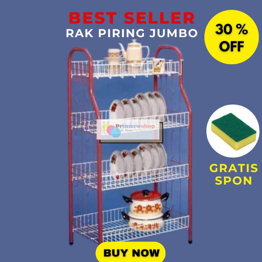 Rak Piring Wastafel Stainless 4 Susun Jumbo / Rak Cuci Piring Gelas Besar