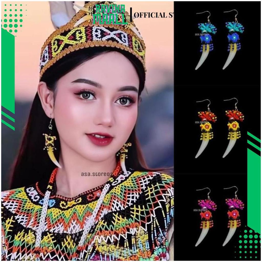 Anting Taji Manik Khas Dayak Borneo/Anting Taring Khas Dayak ASA Promo Puncak