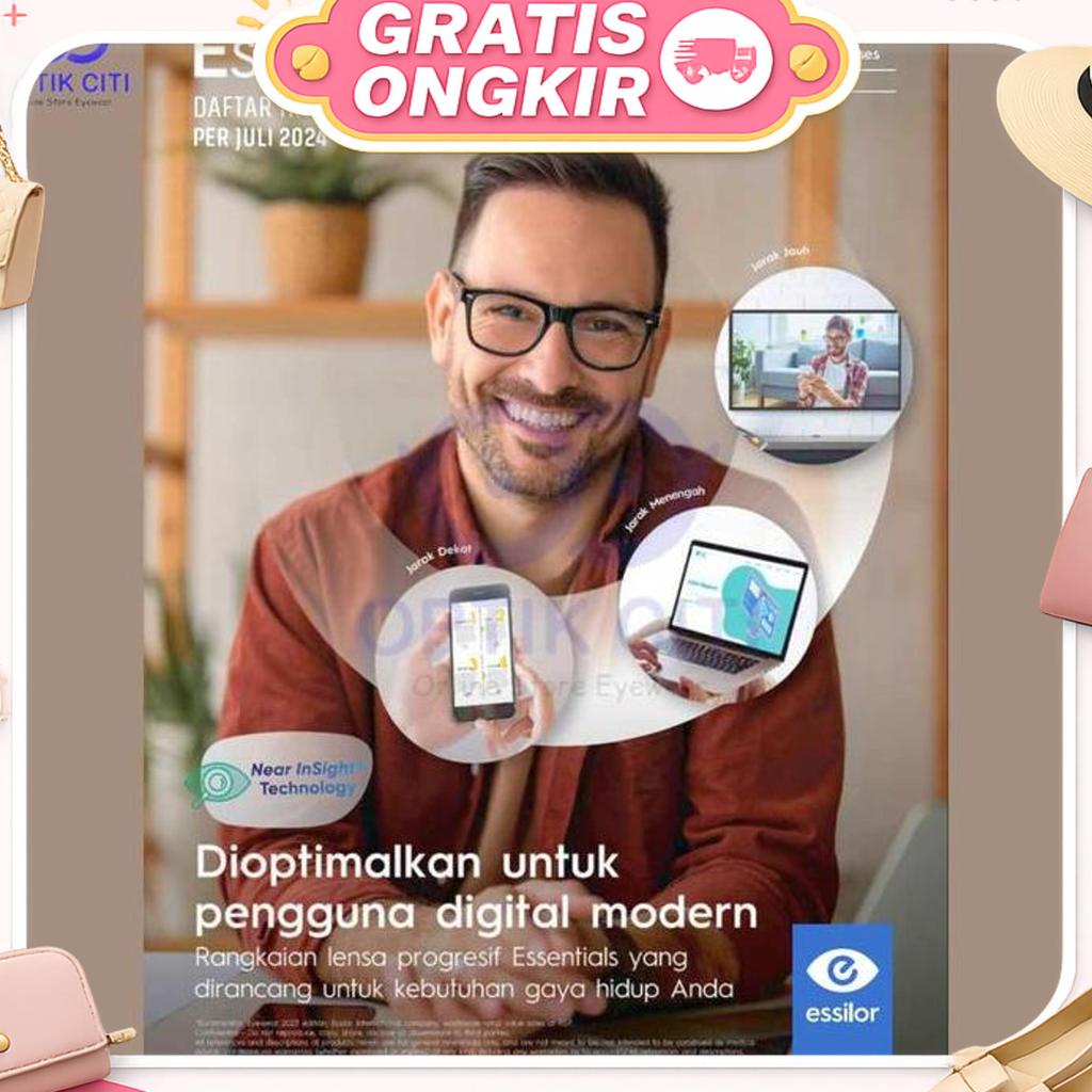 Lensa Kacamata Essilor Elements Photochromic Blueray Uv 420 Original