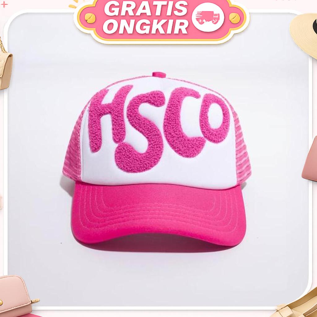 Hsco Original 13 - Trucker Hat Cleyn / Topi Trucker Bordir Towel / Pink