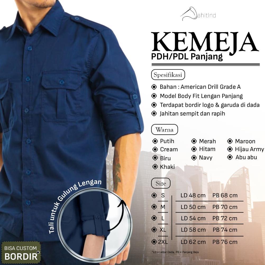 Baju Kemeja PDL Lengan Panjang Seragam Kerja PNS Atasan Formal Awet Banyak Pilihan Warna JahitInd Or