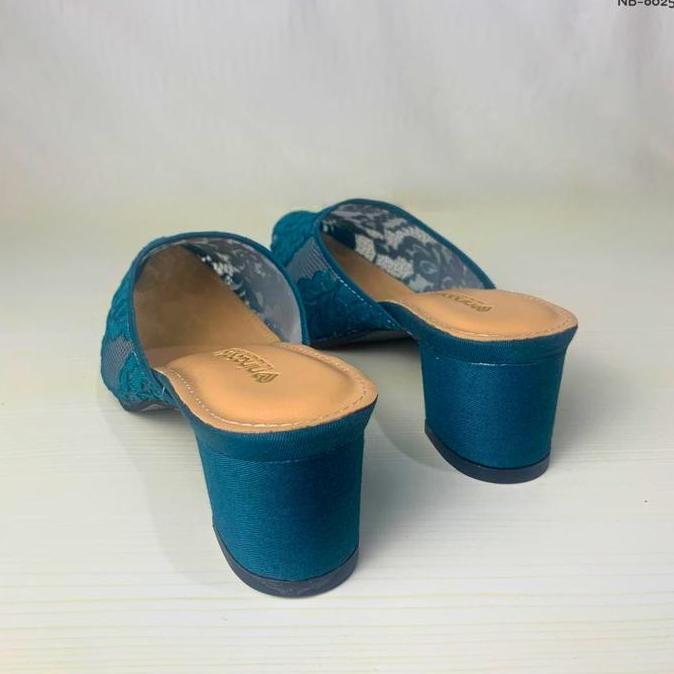 Selop Pengantin Wanita Emerald Motif Brokat Hak 5cm Sepatu Kondangan, Wisuda NB-8625