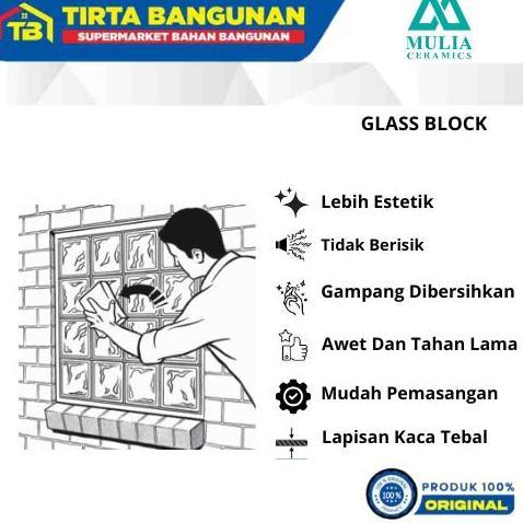 Lansungkirim- Mulia 95092 Batik Kawung 19 X 19 X 9,5 Cm Glass Block Balok Kaca Glass Box Kayu Kamar
