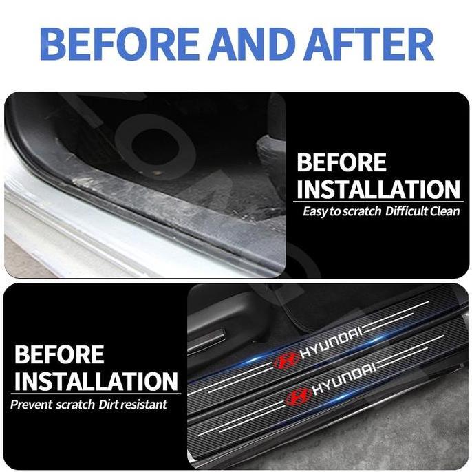 Stiker Strip Pelindung Pintu Mobil Bahan Carbon Fiber Untuk Hyundai Getz Accent Atoz I20 Avega Traje