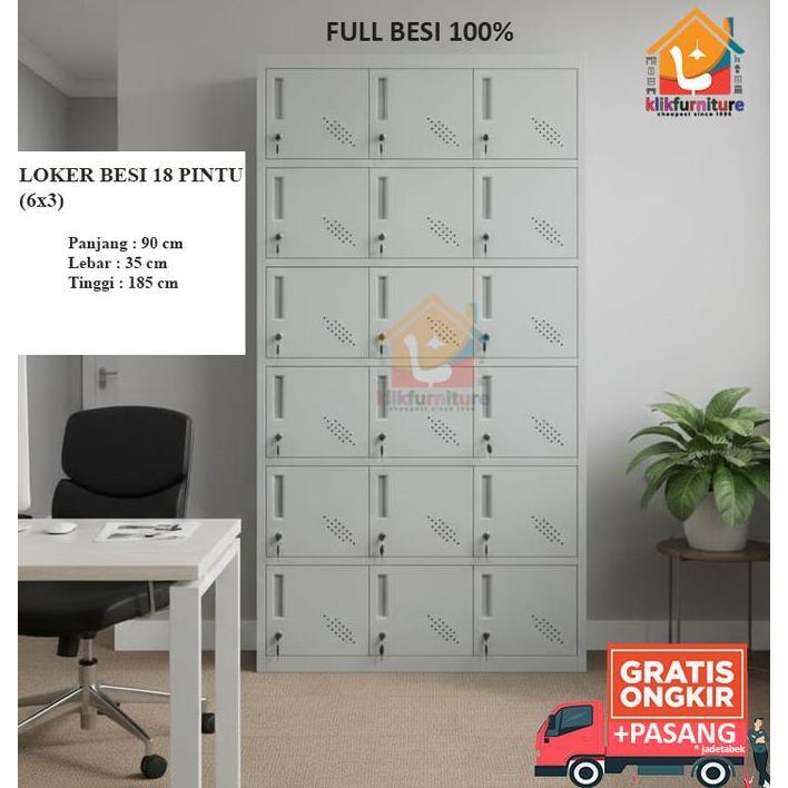 Loker Besi Kabinet / Cabinet Locker Besi 18 Pintu AKL 18 Locker Gym Karyawan Fitness Karyawan
