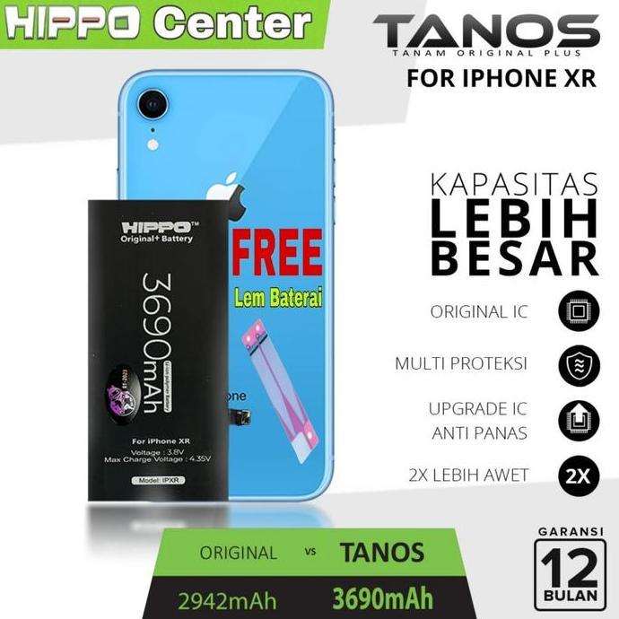 Hippo Baterai Compatible iPhone XR Battery Hippo Tanos iPhone XR Double Power