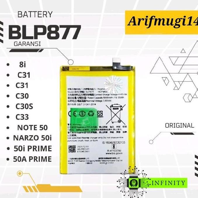 TERBARU - Baterai Batrei Batrai BLP 877 Untuk Realme 8i / 9i / C30 / C31 / C33 / C35 / C30S / Note 5