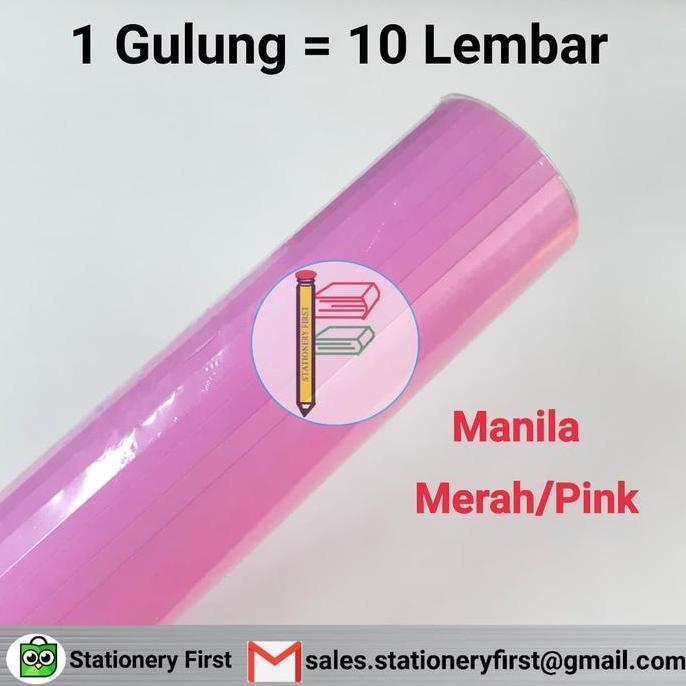 Papier- Kertas Karton Manila Bc Merah Pink Doff Per Roll 10 Lembar Serbaguna