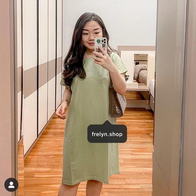 Keepgoing- Frelyn Shop - Dress Katun Polos Lilac / Hitam / Abu / Kuning / Biru Elektrik / Maroon / B