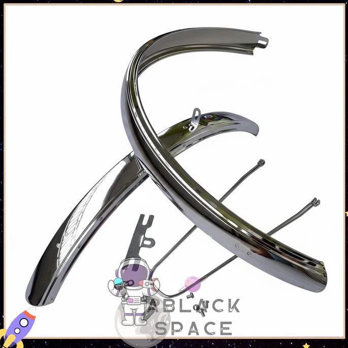 Spakbor Sepeda 26 Fullset Fender Chrome Besi Taiwan Mtb Federal Citybike Selebor Warna Stainless Mur