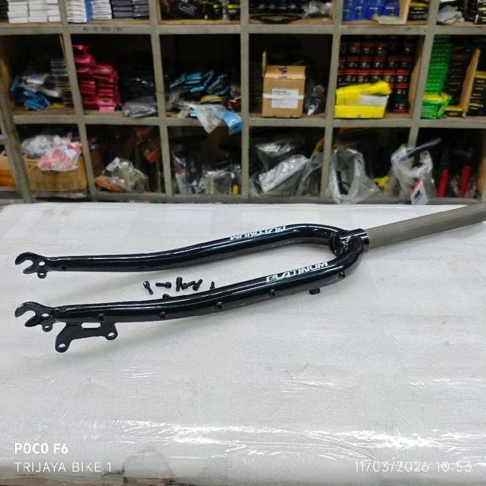 FORK RIGID 26 27.5 29 700C GRAVEL DISC BRAKE PLATINUM OVERSIZE OS 28.6 BLACK STEEL GRAVEL TERMURAH