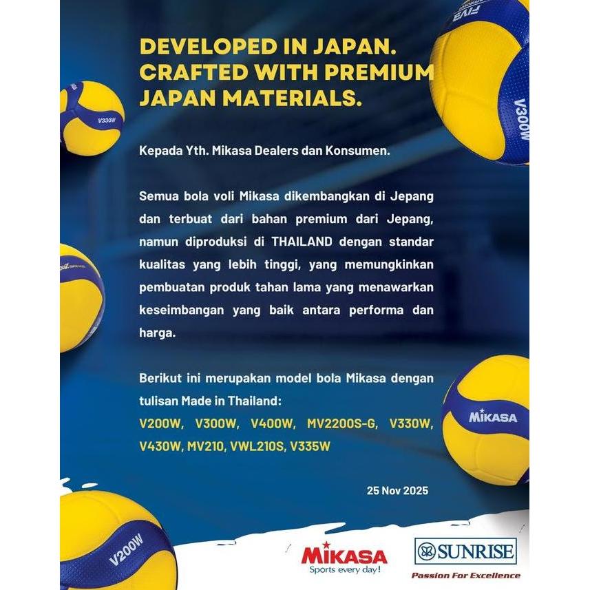 Weminton- Bola Volly / Volly / Volly Mikasa V300W Pengganti Mva 300 Made In Thailand Sunrise Mikasa