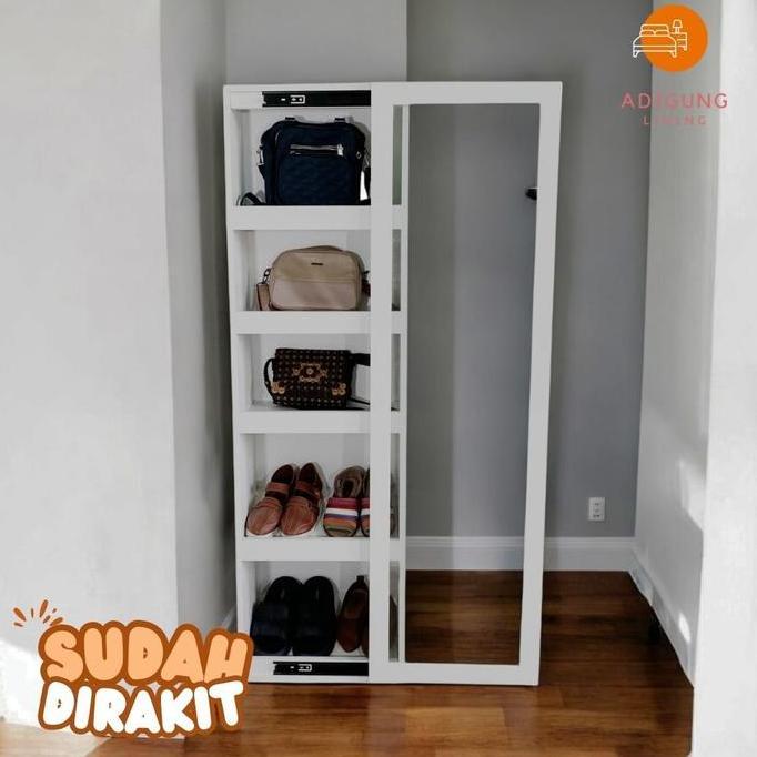 Cermin Lemari Tas & Sepatu Kaca Berdiri Dengan Lampu LED-Standing Mirror tas dan Sepatu-TALIA - A11