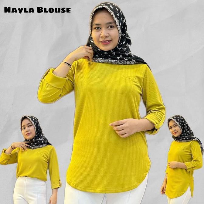 Superior- [Nayla Blouse] Kaos Atasan Fenomenal Nita Lengan Panjang || Kaos Polos Cewek Model Oval