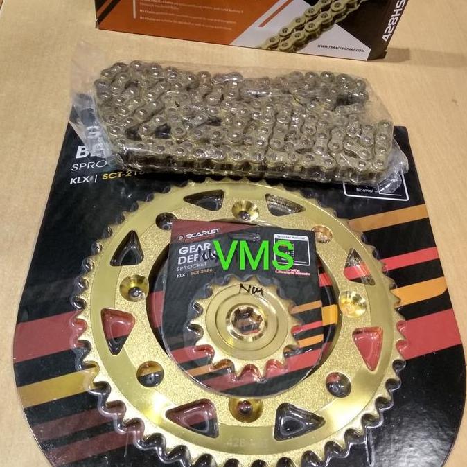 HARGA DISC - gir KLX dtraker 150 gir set klx scarlet gold rantai tk gir klx gold