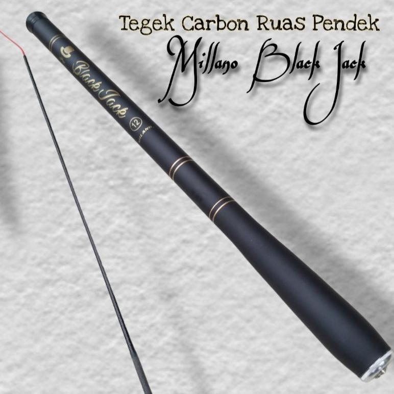 Joran Tegek Carbon Ruas pendek Millano blak jack Free 2 ruas ujung tegek