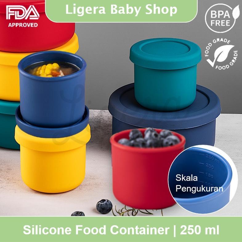 LIGERA 250ml Silicone Baby Food Container / Ada Skala Takaran / Lunch Storage Box Wadah Makan Siliko