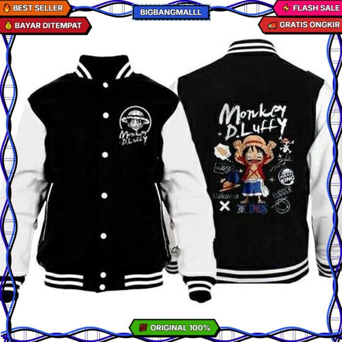Jaket Varsity Baseball Pria Wanita  Premium / Jaket Baseball Varsity Monkey D Luffy Cosplay Anime Gr