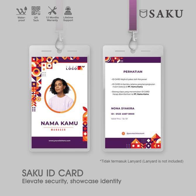 SAKU Desain Print Cetak UV ID Card Kantor Custom Design