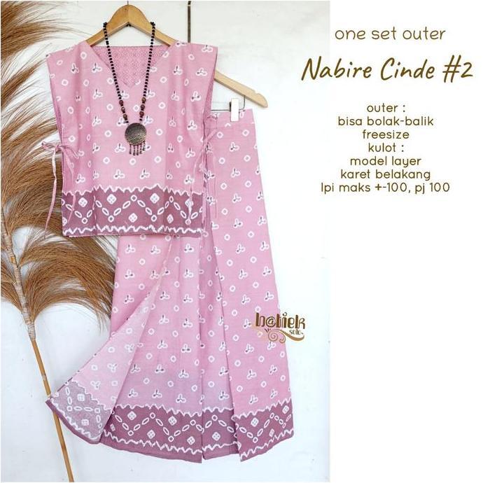 NIKMATI PRODUK INI Nabire Cinde One Set Wanita Setelan Batik Outer Celana Kulot Jumputan Katun Premi