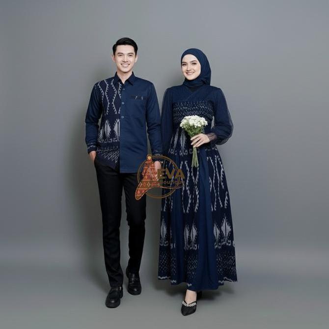 JUAL ADUHIQI - LITUHAYU Baju Tenun Set Family Kondangan Seragam Lebaran Keluarga Batik Couple lombok