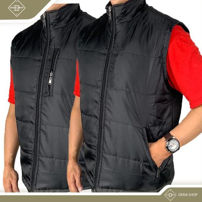 Rompi Gelembung Parasut Pria Polos Hitam Navy Dewasa Anak Vest Puffer Resleting Tebal Anti Angin Air