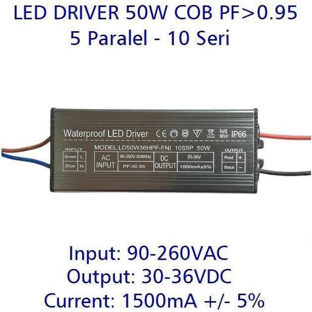 Lightx- Led Driver 50W 1500Ma Dc20-36V Wp Pf 0.95