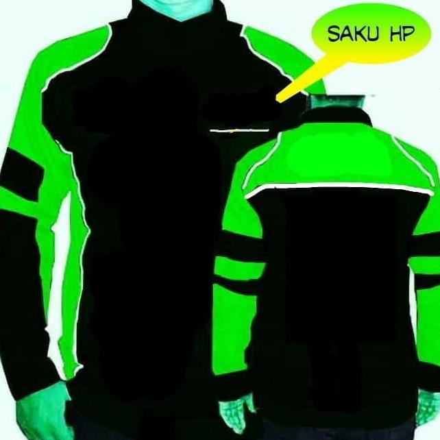 jaket motor polos ojol hitam hijau
