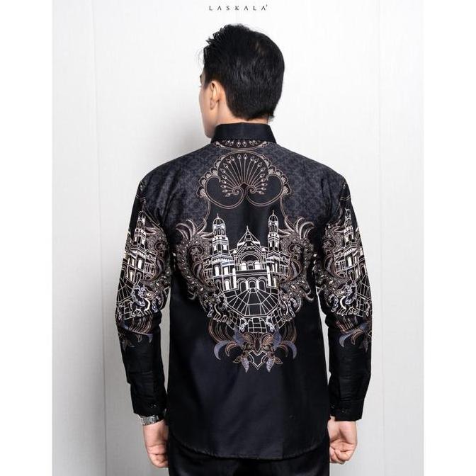 Laskala Batik Premium Lawang Sewu Kemeja Batik Pria Slimfit Lengan Panjang