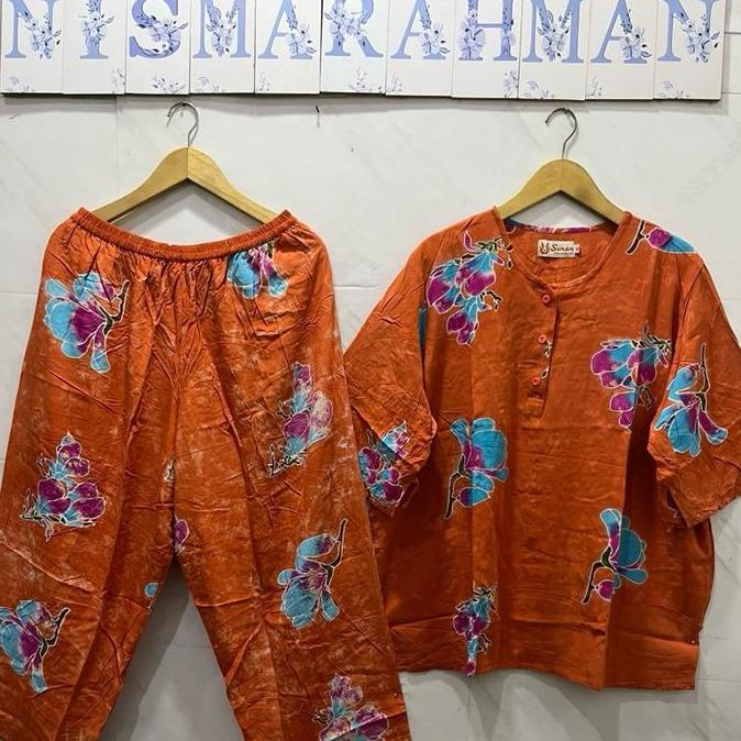 DISKON SETELAN BATIK SUNAN ORI - SUPER JUMBO   TANGAN 3/4  - Celana Panjang DISKON