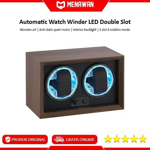 NEW AUTOMATIC WATCH WINDER LED 2 SLOT KOTAK PEMUTAR JAM TANGAN OTOMATIS ORI