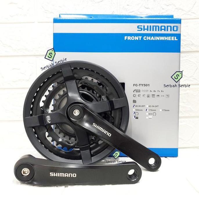 ORIGINAL SHIMANO GEAR CRANK 48T 42T 6 7 GIR DEPAN SEPEDA MULTI SPEED BB KOTAK MTB MULTIPLE CRANKSET 