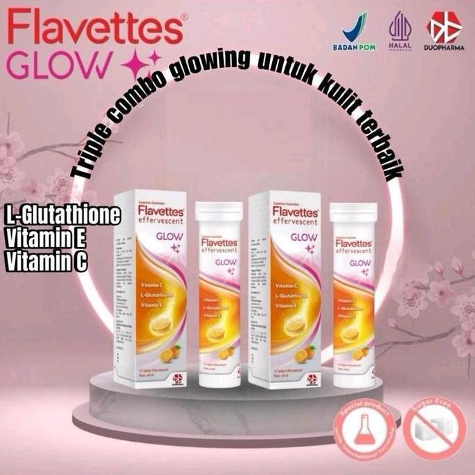 Happyfit- [Twin Pack] Flavettes Effervescent Glow (15'S X 2 Tubes) - Suplemen Mencerahkan Kulit Deng