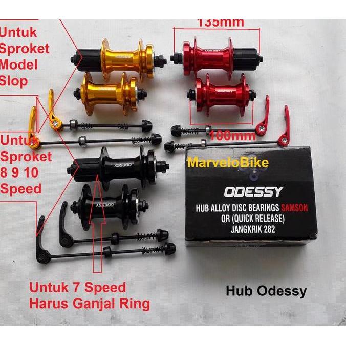 Hub Sepeda Odessy 32 Hole Bearing Alloy - Red / Gold