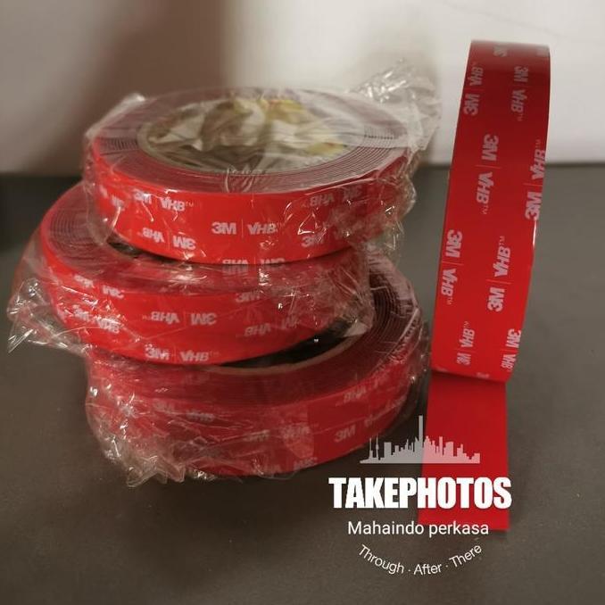 Double tape 3M VHB merah clear - Perekat original 3m bening 24mm