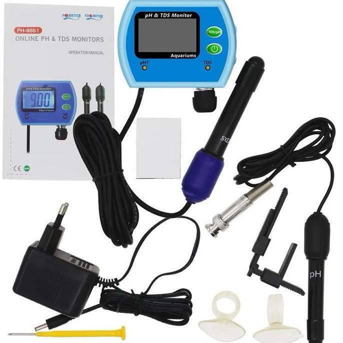 Alat Ukur pH EC TDS Air Water Quality Monitor 2 In 1 Digital Online Meter PH/TDS-9851 PH/EC-9853