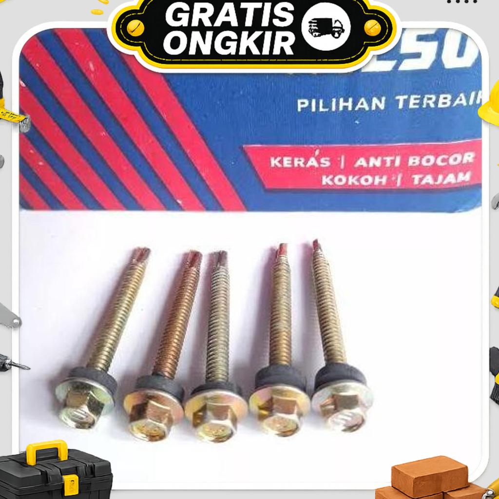 [1 Box] Lengkap! Sekrup Roofing Wilson - Baut Sekrup Baja Ringan Screw / Ruping Skrup Sds #12X20 12X
