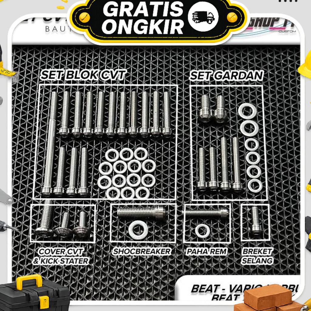Baut Set Custom Cvt Gardan Filter Beat Karbu Vario Karbu Beat 2013 2014 Stenlis 304 Custom Cnc Bubut