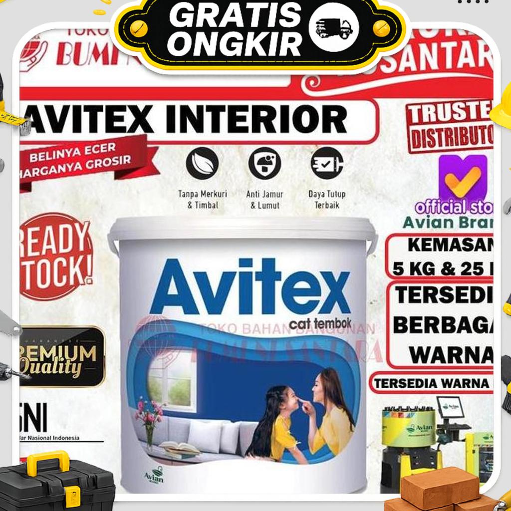 Avitex Cat Tembok 5 Kg Interior Exterior Wall Paint Avian Emulsion