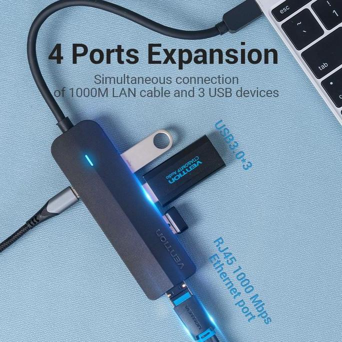 VENTION USB Type C to LAN with Micro USB Power Supply